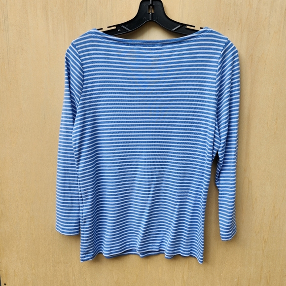 Vineyard Vines Blue Striped Boatneck 3/4 Sleeve Top - Size Medium - Picture 8 of 8